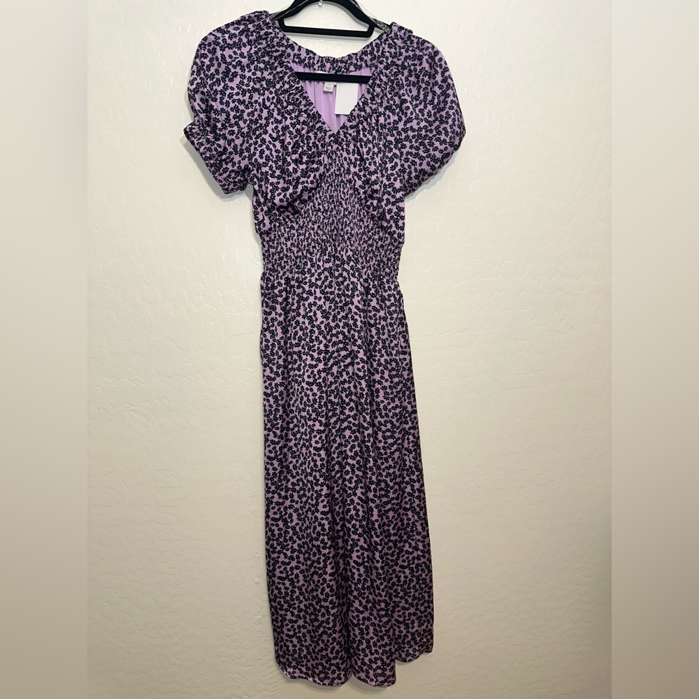 Elegant Purple Animal Print Midi Dress